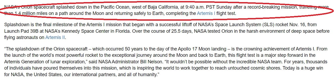 Nasa Pr Opening Sentence