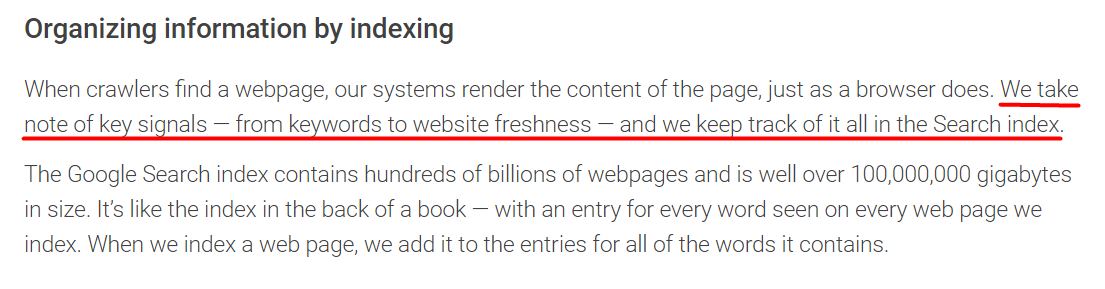 google search indexing