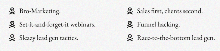 screenshot of bro marketing tactics section