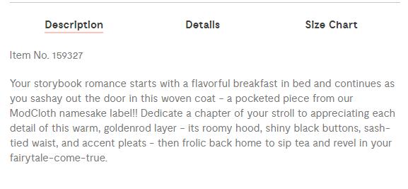 product description copy - example