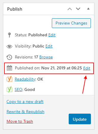 wordpress post edit published date