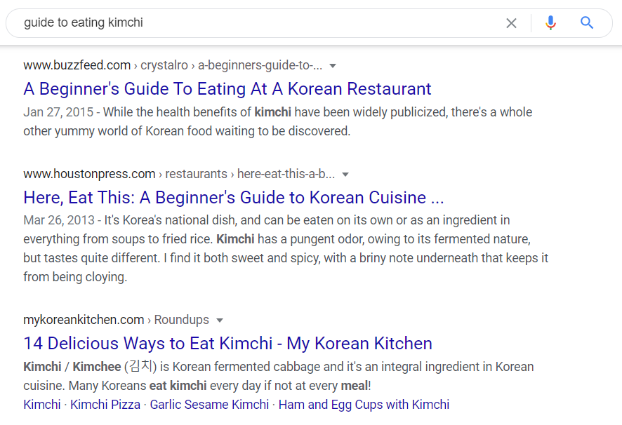 kimchi google results