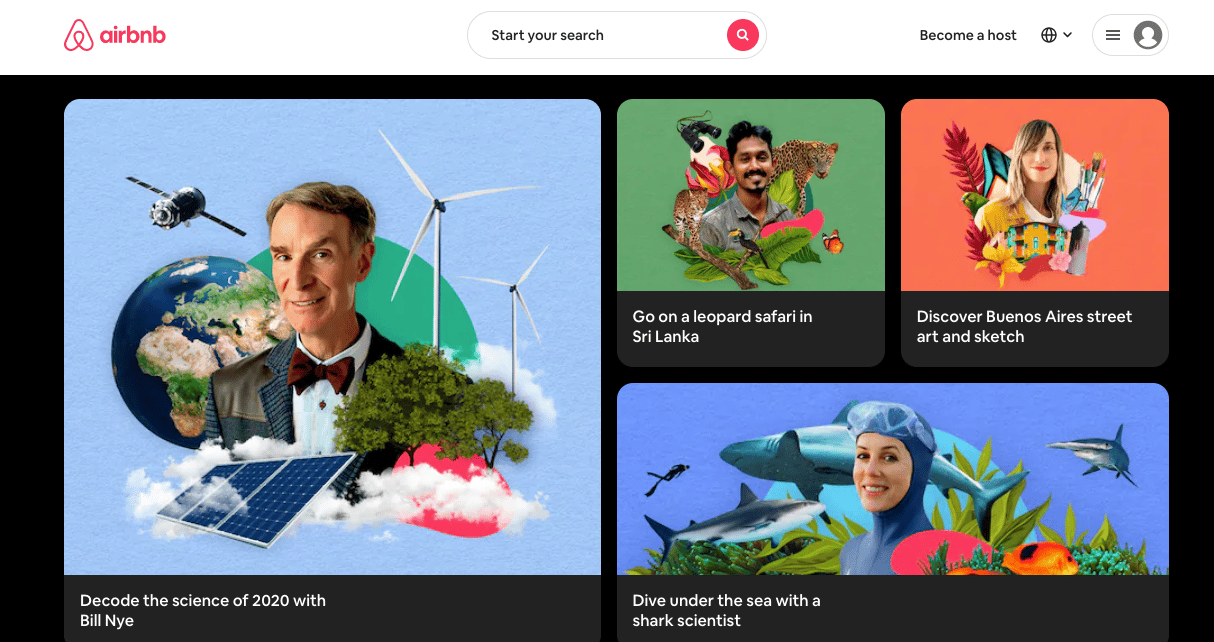 Airbnb pandemic content