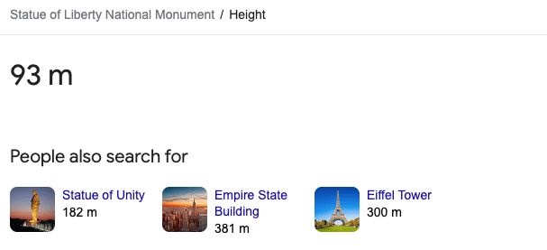 featured snippet statue of liberty