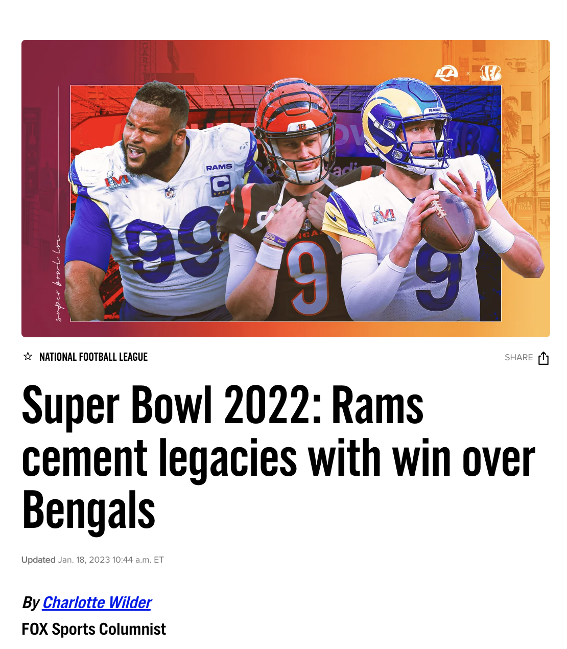 An article on the 2022 Super Bowl