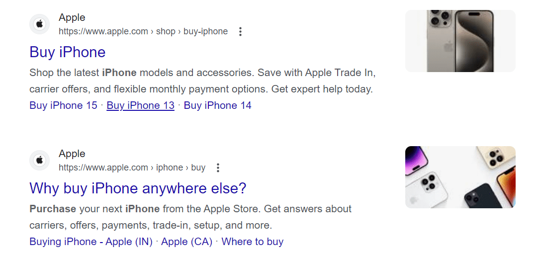 A Sample of Meta Description from the Apple's Website