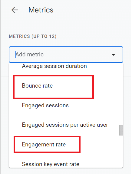 Choose Bounce And Engagement Rate